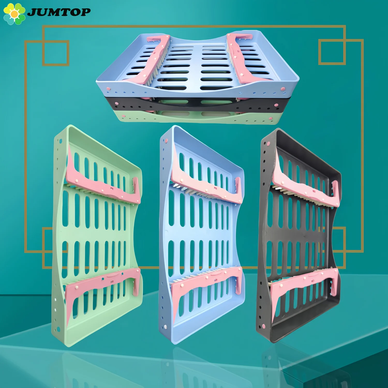 

Ящик для стоматологических инструментов JUMTOP 135 ℃ Автоклавируемые пластиковые держатели для стоматологических инструментов для 10 шт. коробки для стерилизации инструментов