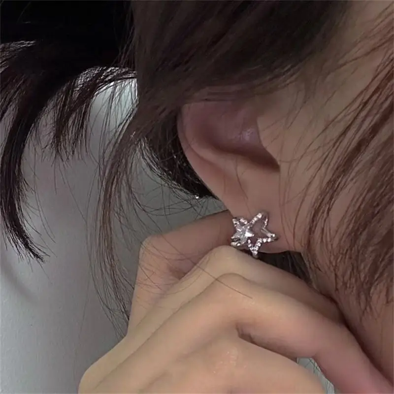 Shiny Zircon Stud Earrings Star Earrings For Girls Trendy Personality Star Earring Exquisite Party Jewelry Daily Accessories