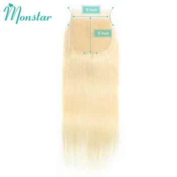 613 Honingblonde Gekleurd 4X4 5X5 Kant Sluiting Braziliaanse Remy Steil Menselijk Haar Vrij Midden Deel Hd Kant Sluiting Met Baby Haar