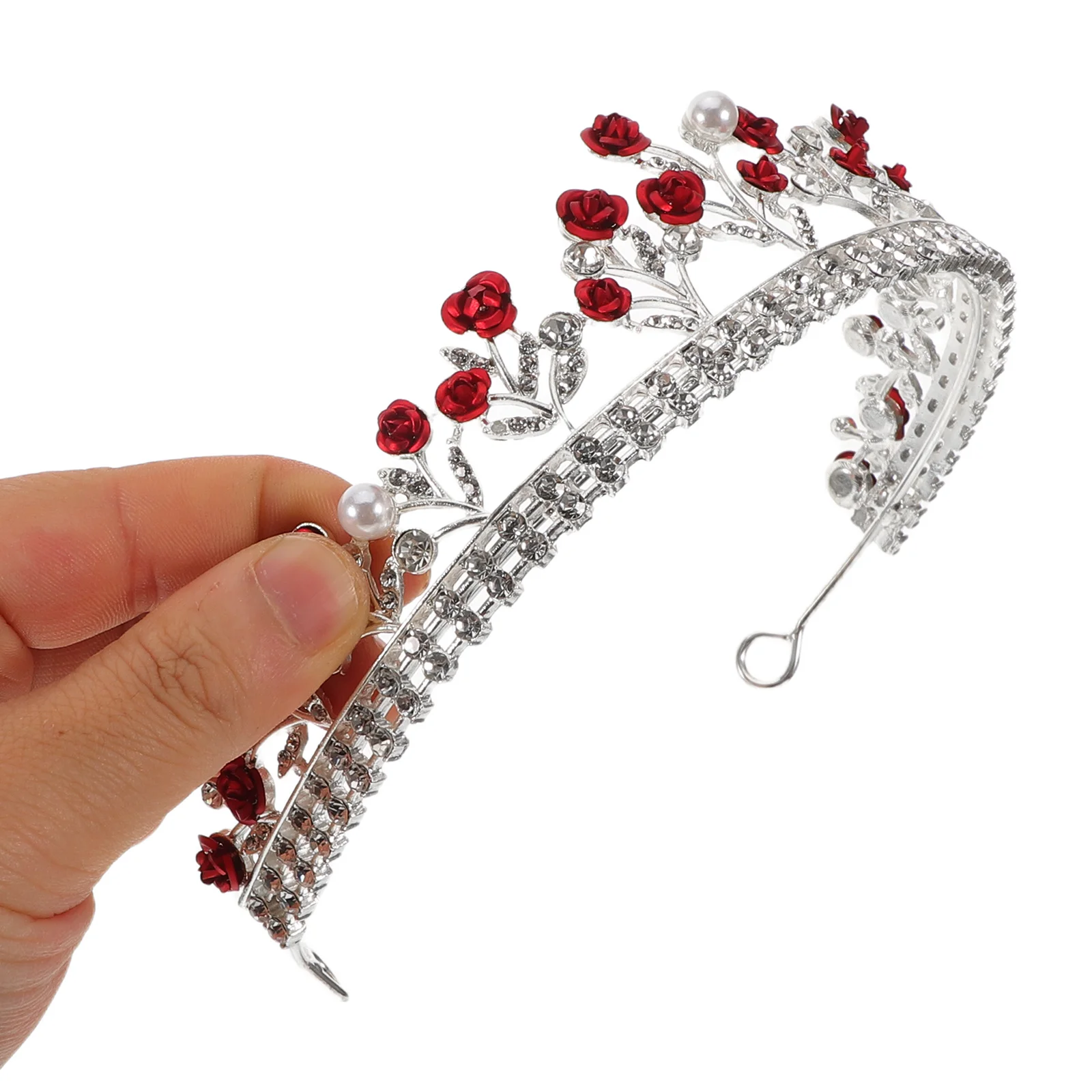 

Red Rose Tiara For Women Bridal Headband Crown Rhinestone Wedding Hair Accessories Bride Headdress Baroque Floral Party Crown