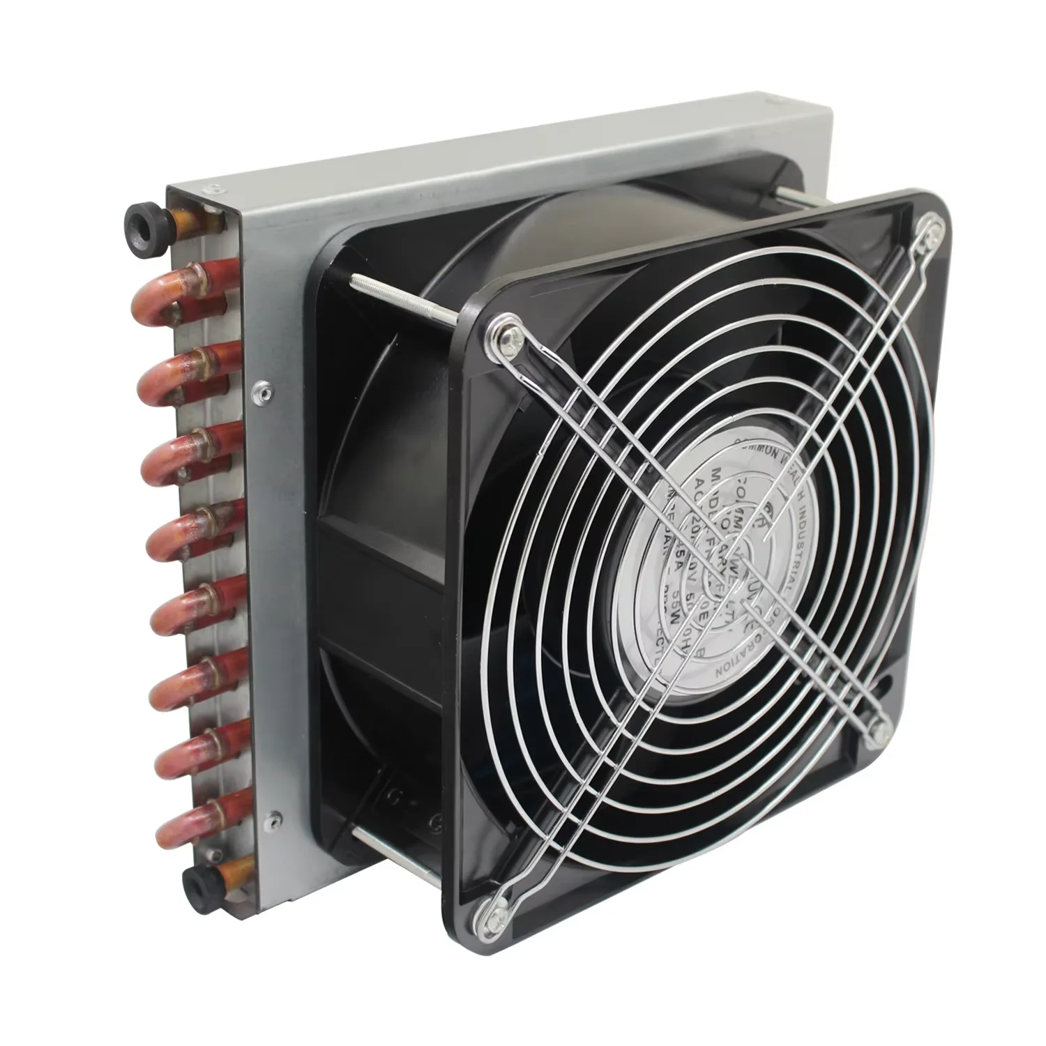 Small shell condenser radiator refrigerator water-cooled aluminum fin and copper tube heat exchanger with fan203*165*34mm+150mm