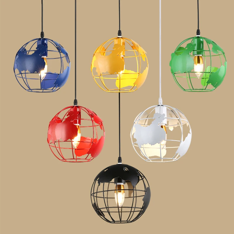 

Modern Industrial Pendant Light Earth Pandent Lamp Vintage Iron Hanglamp Diamond Pyramid Cage Dining Room Kitchen Island Bar E27