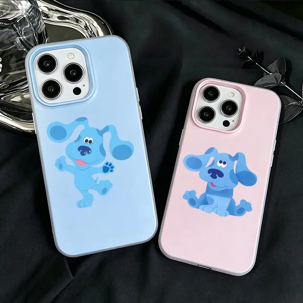 Coque de téléphone double couche effet gelée 2-en-1, motif dopamine, compatible avec iPhone 17/16/15/14/13/12 B-Blue's Clues