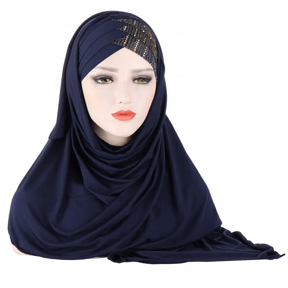 

Women Soft Silk With Sequins Hijab Headwrap Headscarf Turban Hat Cap Headwear Muslim Hijab Scarf Head Shawls Wrap Woman Turban