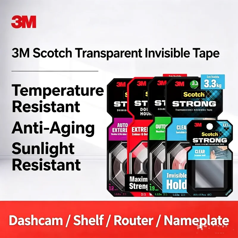 3M Multi-Purpose Strong Double-Sided Adhesive Tape Waterproof  Traceless Automotive Tape for Indoor, Outdoor & Car Decoration