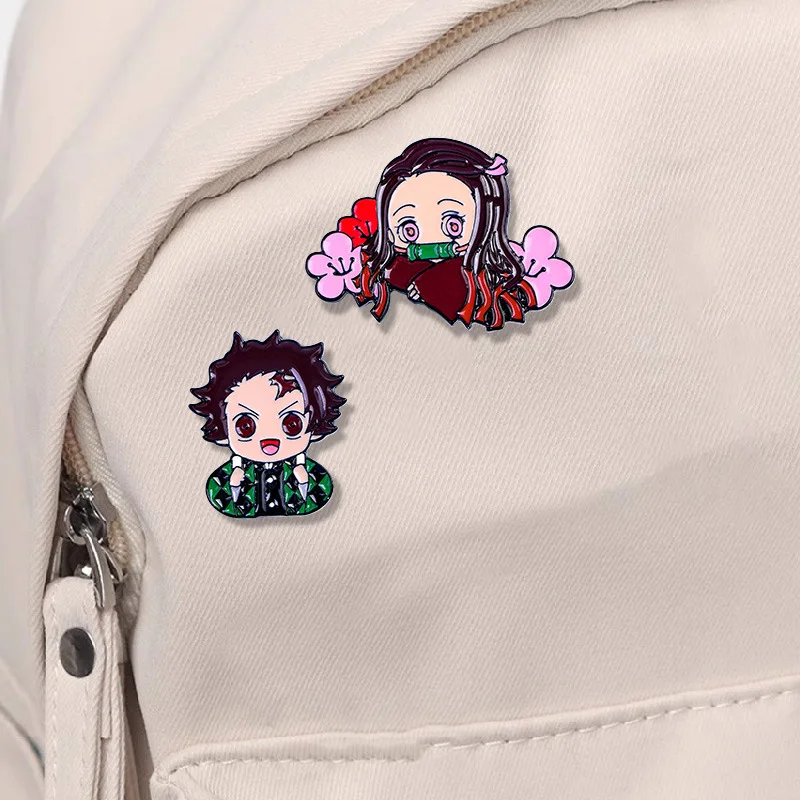 Cute Cartoon Demon Slayer Anime Cosplay Brooches Cute Character Pins Clothing Backpack Lapel Badges Jewelry Accessories Gifts view 3