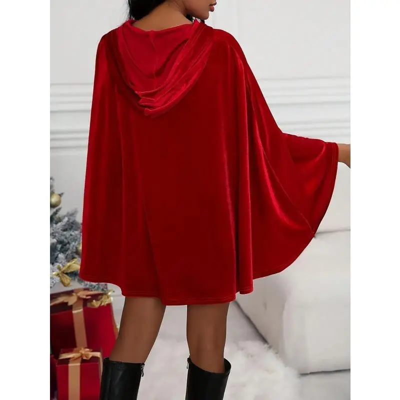 Or – cape de spectacle à capuche ceinturée Bla Red, Costume de scène Faion pour femmes, monocouche, vêtements d'extérieur légers