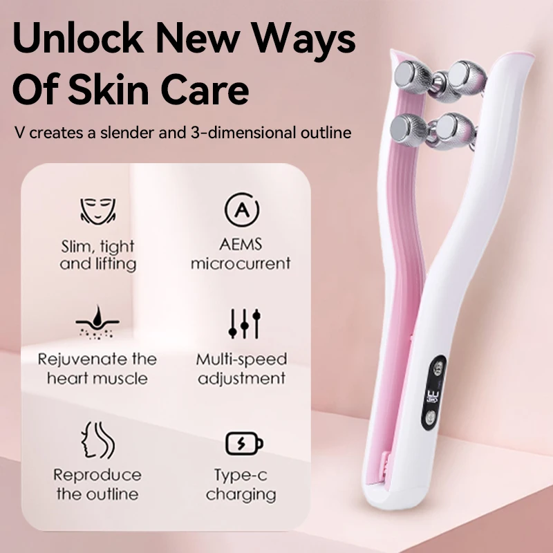 6 Head Roller Facial Beauty Device Facial Massager Y Facial Lift Massager Chin Lifter Home Electric Beauty Device Skin Care Tool