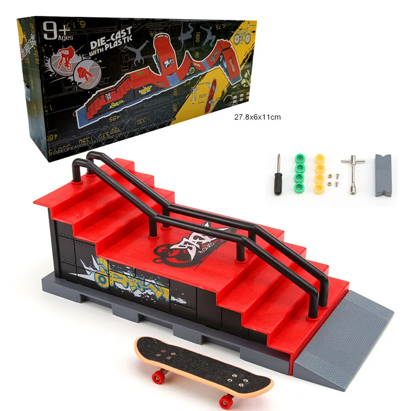 1 pz fai da te Finger Skatepark Professional Tech Practice Deck Platform Stunt Finger Skateboard assemblare rampa Park kit giocattoli