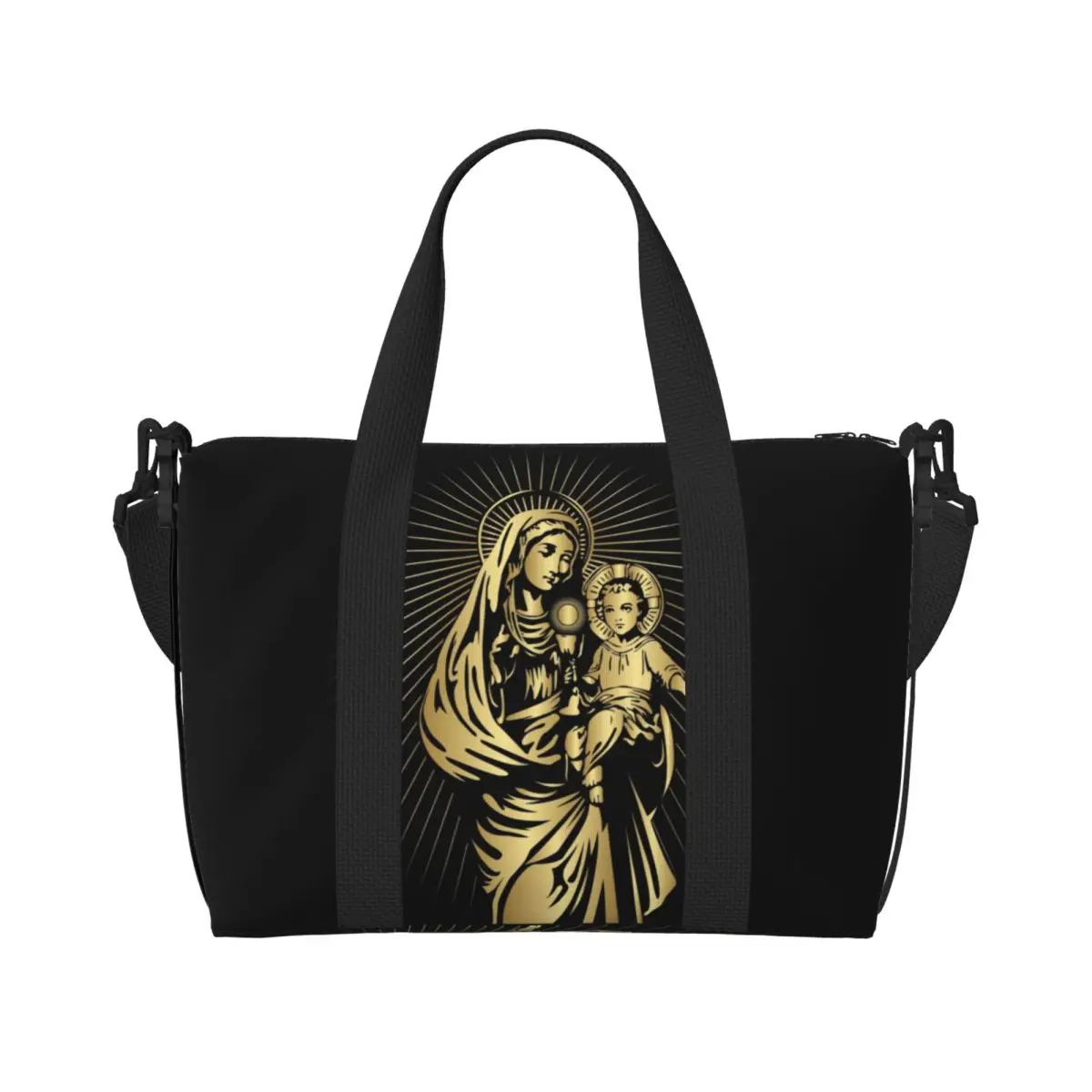 Custom The Virgin Mary Tote Bag for Women Large Capacity Christian Mexico Mexican Gym Beach Travel Bags