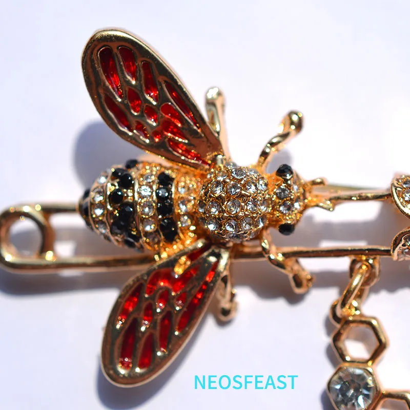 أناقة مجوهرات حجر الراين النحل دبابيس للنساء متعدد الألوان الثدي دبوس بالمينا الحشرات الصدار السيدات الهدايا معاطف الملابس #3