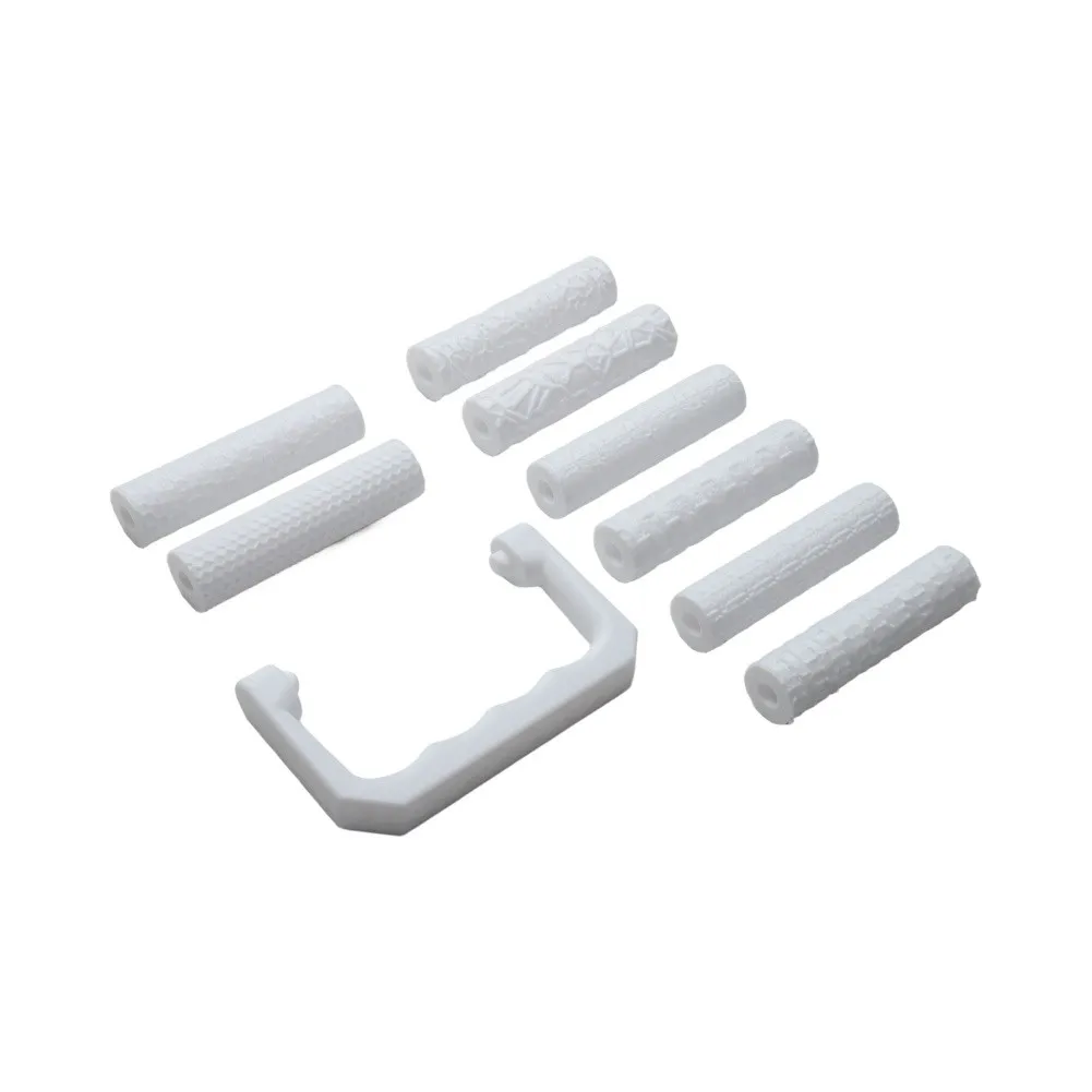 Leriton 9-Piece Texture Roller Set For Clay, 8 Patterned Rollers With Ergonomic Handle For Pottery And Model Making