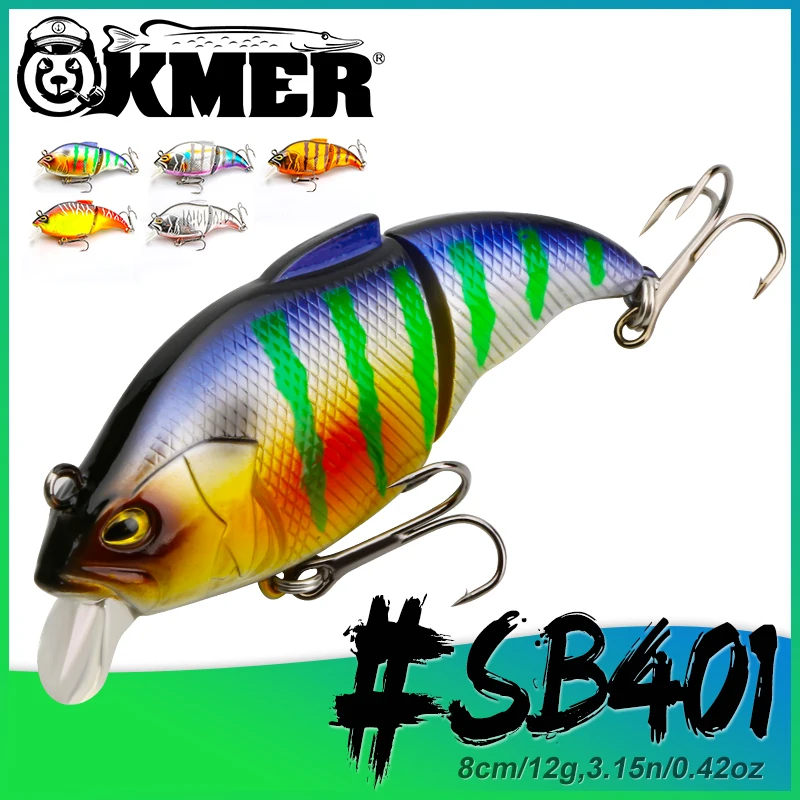 

KMER 8cm/12g Fishing Slow Sinking Vibration Wobbler Swimbait Lures Crankbait VIB For Pike Bass Perch Hard Bait Accessories