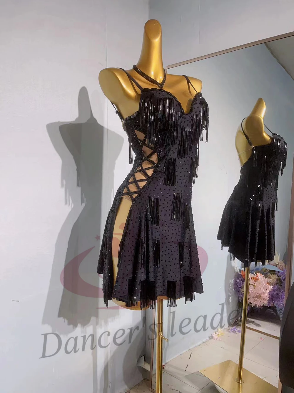 Ballerini latini, adulti, bambini, bretelle con nappe slim fit personalizzate di fascia alta Tango Samba AB Stone Performance Dress