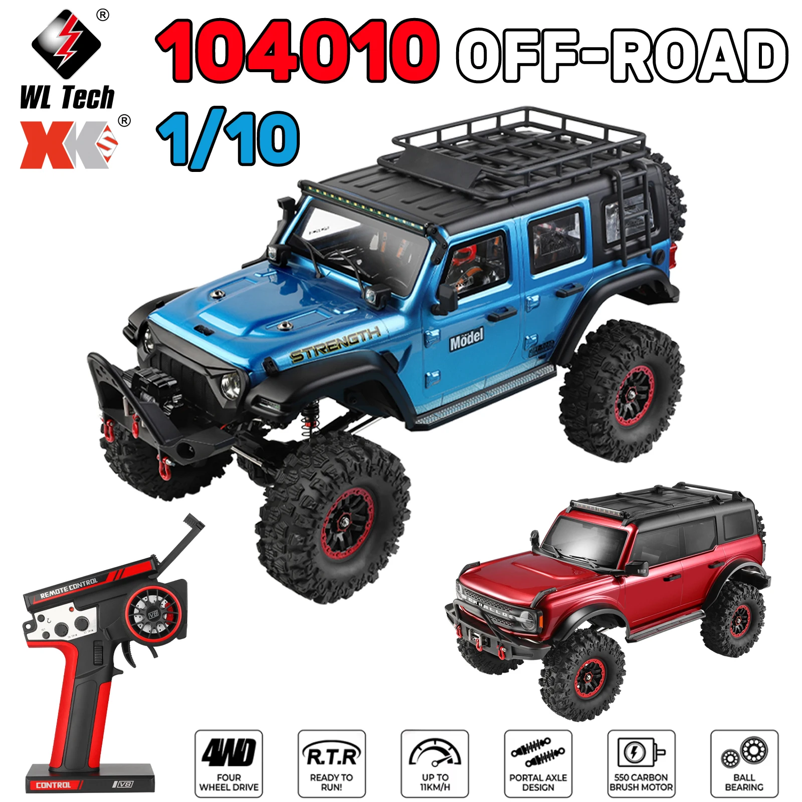 

WLtoys 104010 104020 1/10 Professional RC Car 4WD Off Road 4x4 2.4G Remote Control Vehicle Electric Climbing Crawler Model Toy