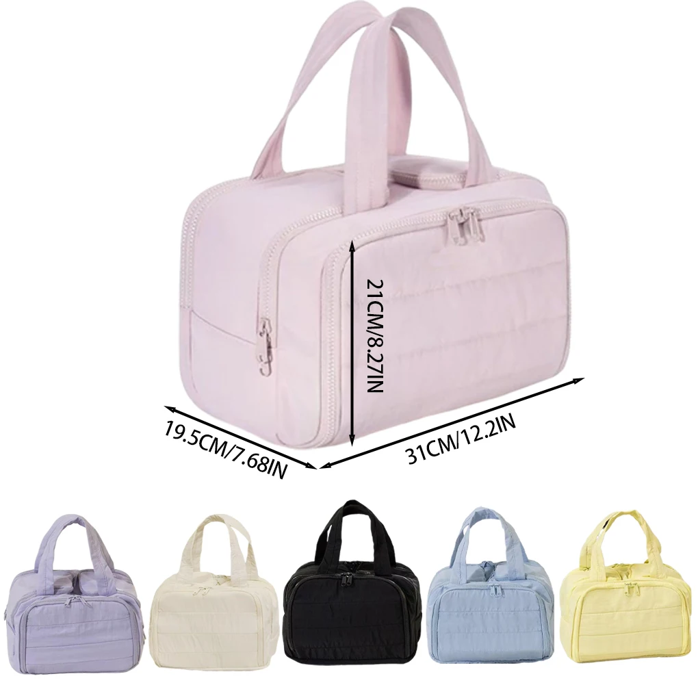 

Lightweight Makeup Bag Waterproof Portable Storage Case Soft Top Handle Bags Large Capacity Women Travel Toiletry Wash Handbag