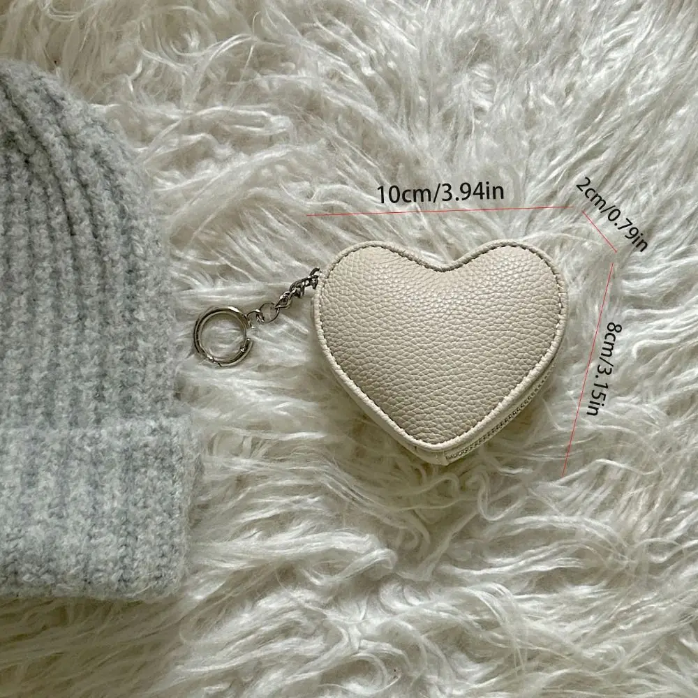 Mini hanger PU lederen portemonnee rits kaart tas hartvorm portemonnee clutch tas Koreaanse stijl schattige kaarthouder vrouwelijk