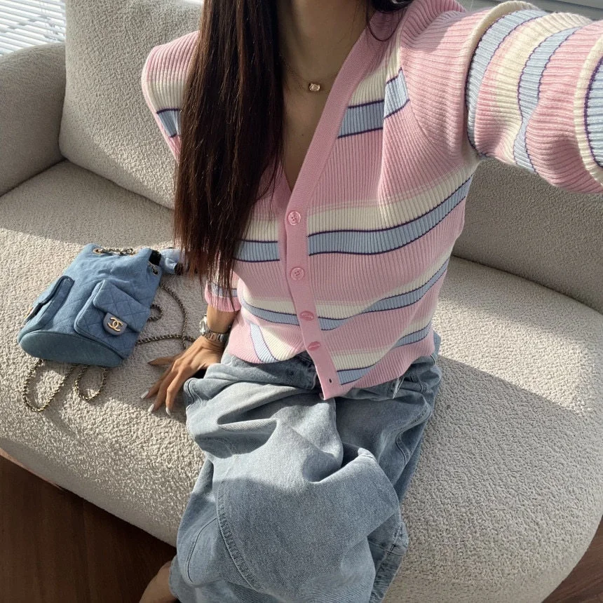 

Dongda Gate Women's Knitted Open Cardigan Single Row Buttons Soft Loose Fit Color Blo V Ne Warm Long Sve Casual Sle