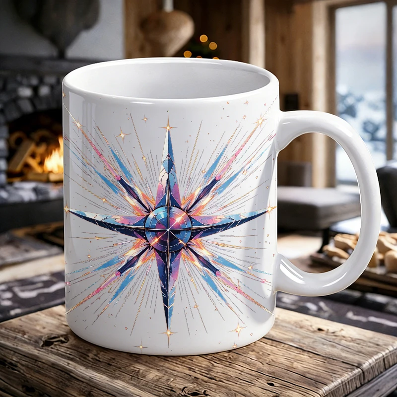 

Cup & Mug Set, Colorful Compass Star Ceramic Mug,Coffee Mug, Milk Cup,Office Tea Cup, Drinking Cup,Gift for Friends,Fade-Restant