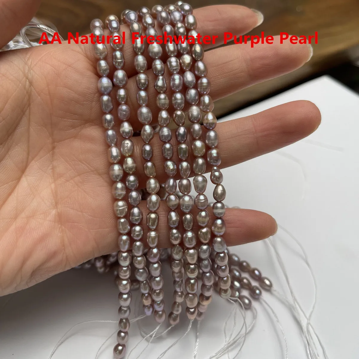 

Natural Freshwater Pearl Rice-Shaped Light Purple Pearl For Jewelry Making DIY Necklace Earrings Bracelet Accessory Length 18cm