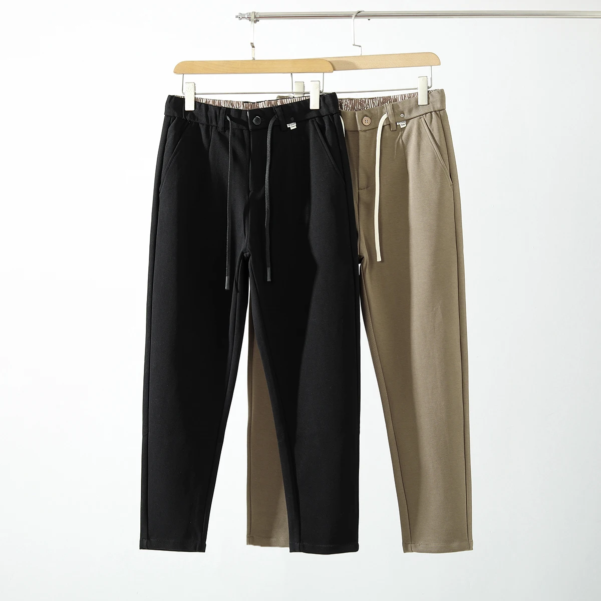 

Briti Sle Slim Fit Casual Pants for Men Elastic Waist Pure Color Faionable Versatile Autumn Leisure Trousers Trendy