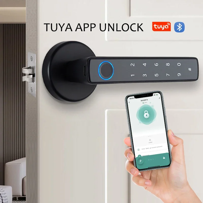 Tuya Smart Fingerprint Door Lock knob Bluetooth Wireless Digital Door Lock Keyless Entry Door Lock Home Security Remote Lock