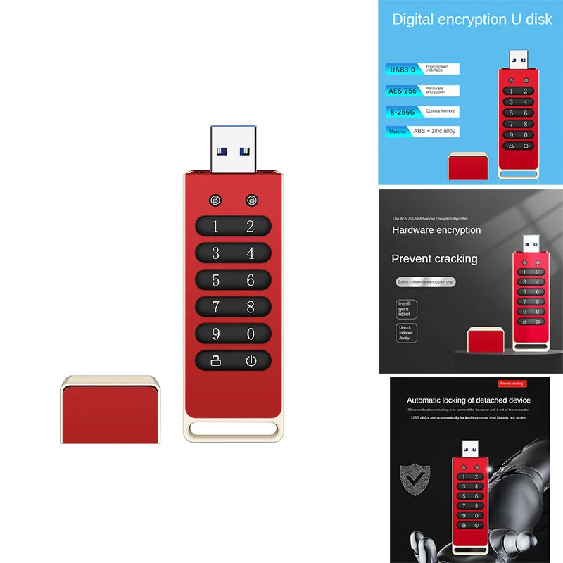 Secure USB Drive, Encrypted USB Flash Drive Hardware Password Memory Stick With Keypad USB 3.1 Disk Flash