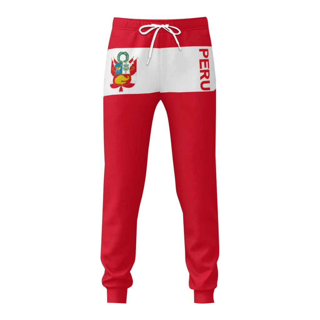 Mens Sweatpants Peru Flag Pants with Pockets Joggers Soccer Football Multifunction Sports Sweat With Drawstring