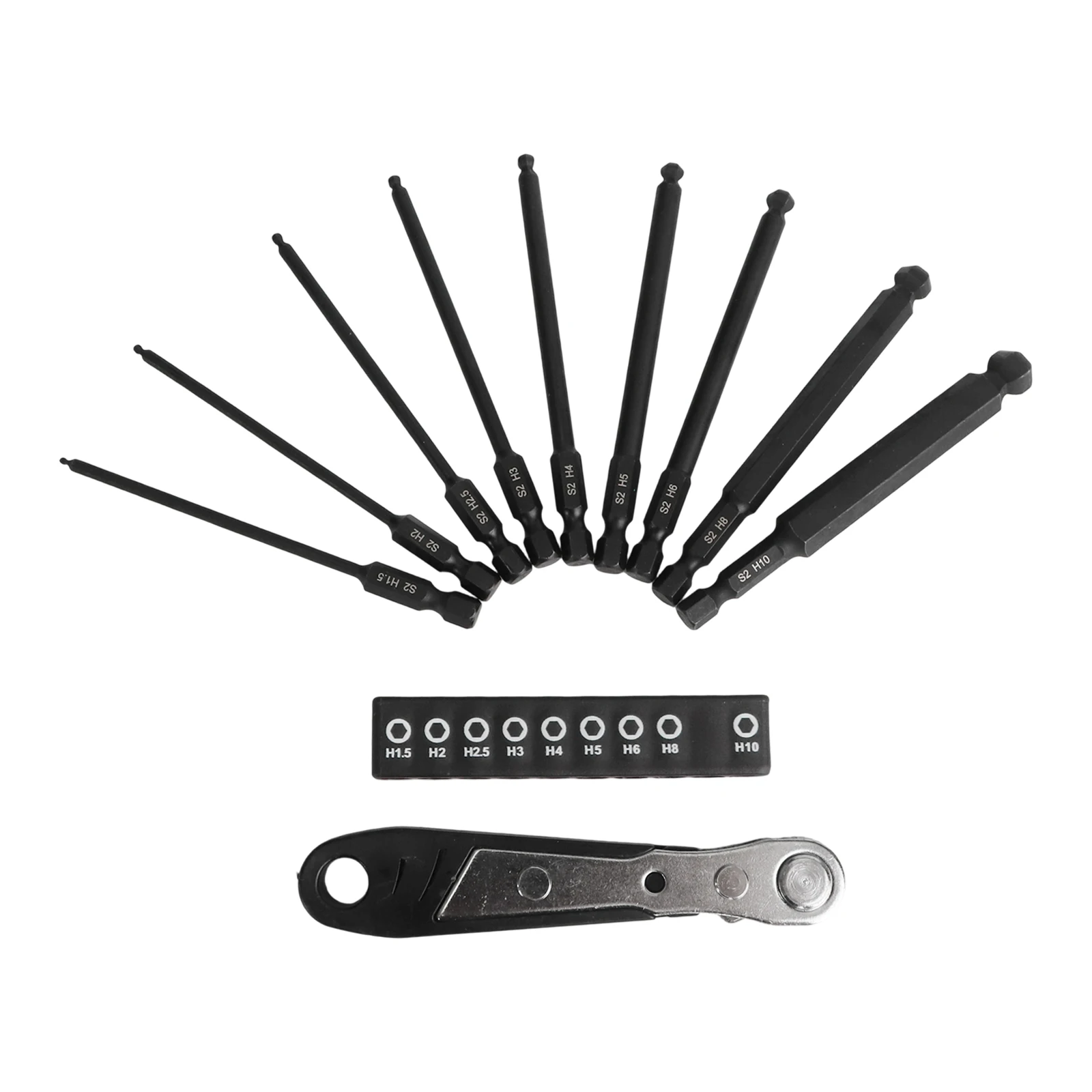 9pcs Ball End Hex Screwdriver Bits Set 100mm Ball Head Bit 1/4 Inch Hex Shank Magentic Screwdriver Ratchet Spanner Wrench Tool