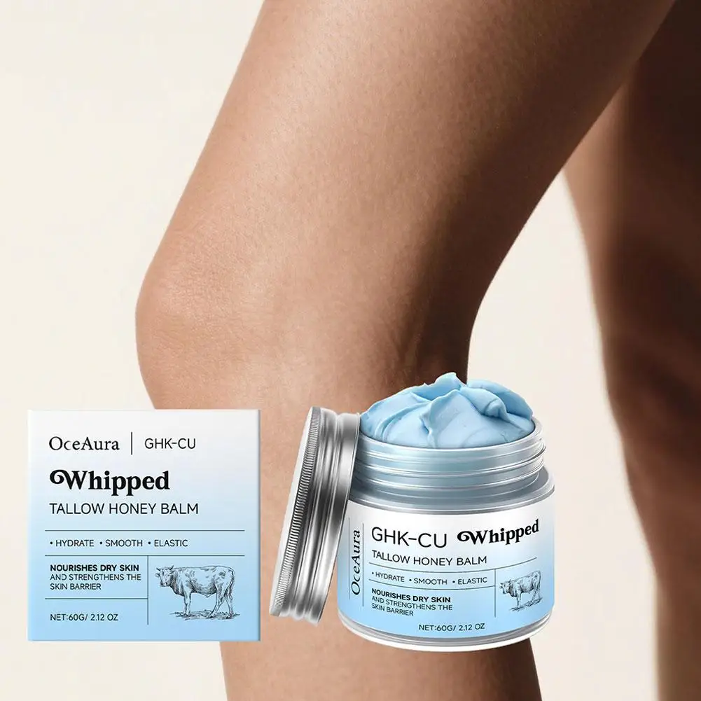 OceAura GHK-CU Whipped Tallow Honey Balm 60g – Creme Hidratante para Reparação da Pele Seca, Creme Corporal Hidratante para Pele Macia e Elástica