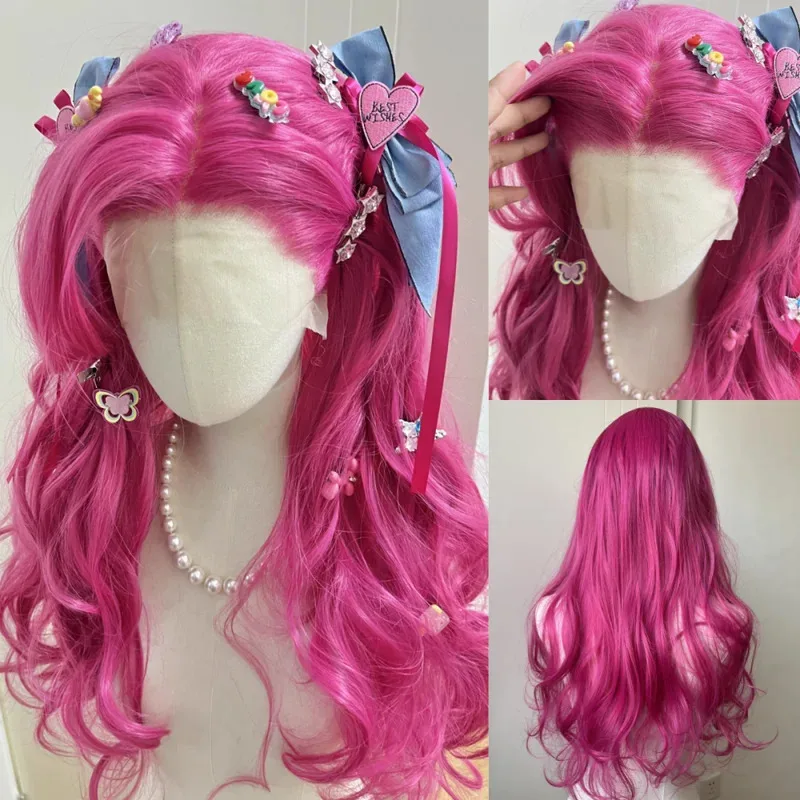 

Ashely Объемная волна Парик фронта шнурка Розовый Фиолетовый Красный Парики для косплея 26 дюймов 13*4 Парики Фронтальная часть шнурка Высокотемпературные волокна Волосы