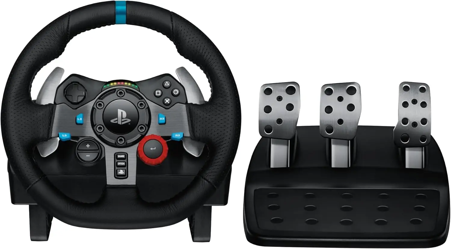 29 Driving Force New racing steering wheel and floor pedals, real force feedback, stainless steel paddle shifters