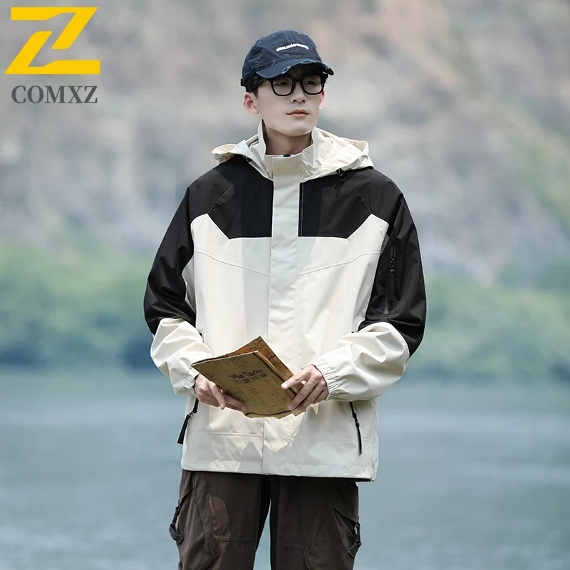 EiAO سترة واقية للزوجين كولوربلوك ربيع الخريف مقاوم للماء يندبروف سترة خارجية للمشي التخييم الصيد 2025 العصرية #3