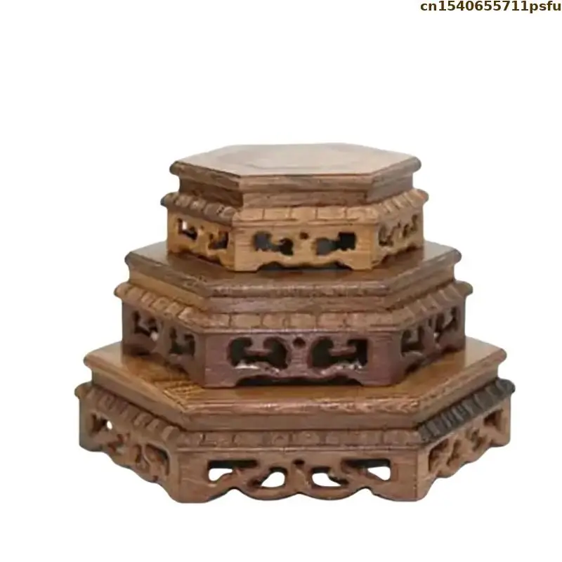 Retro Wooden Standing Flower Base Bonsai Plant Decor Shelf Vase Flower Pot Sorting Table Racks Tea Sets Pedestal Garden Decor