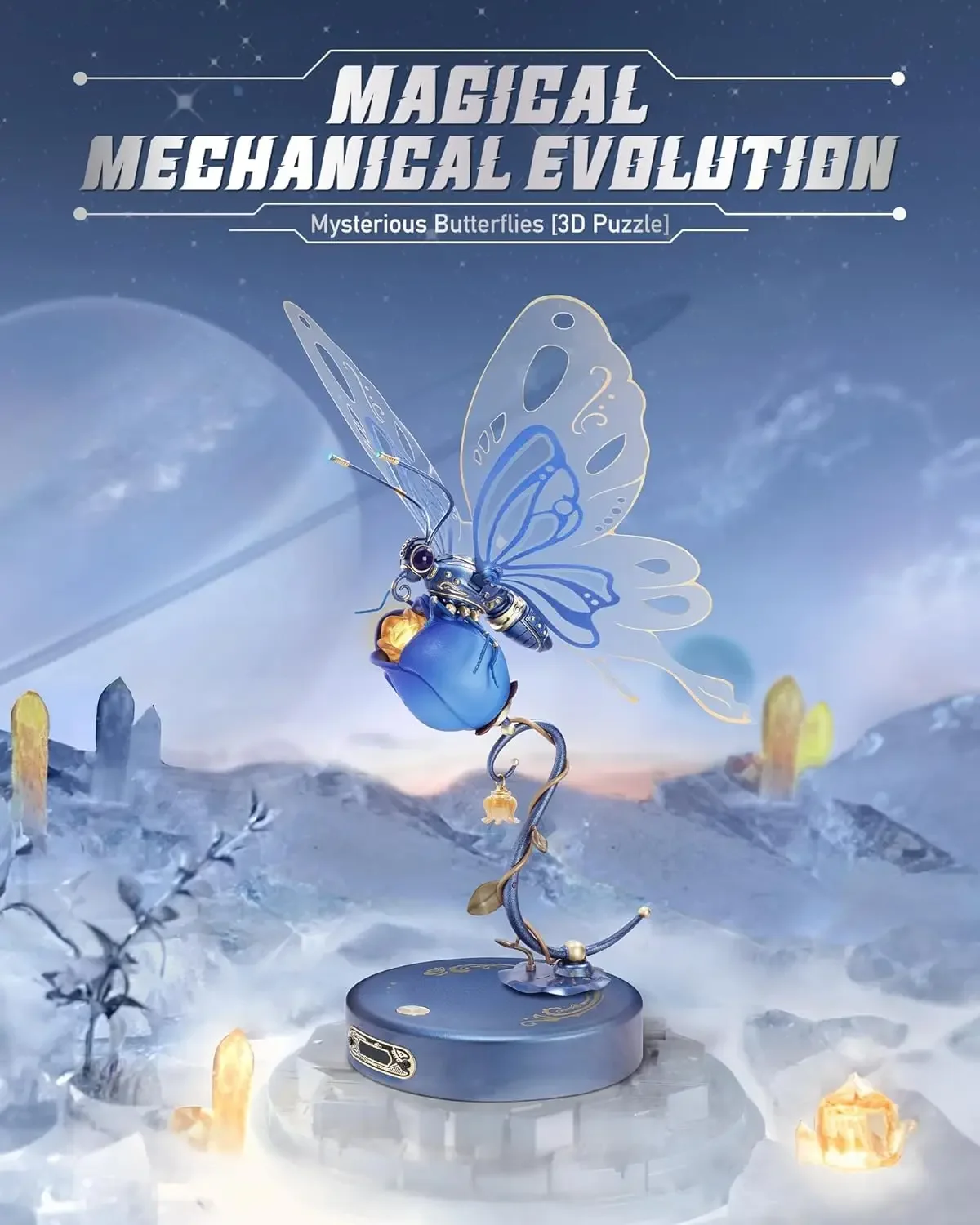 3D Metal Puzzle Butterfly with LED Light of Industrial-style Building Block gift for Kids-MI05