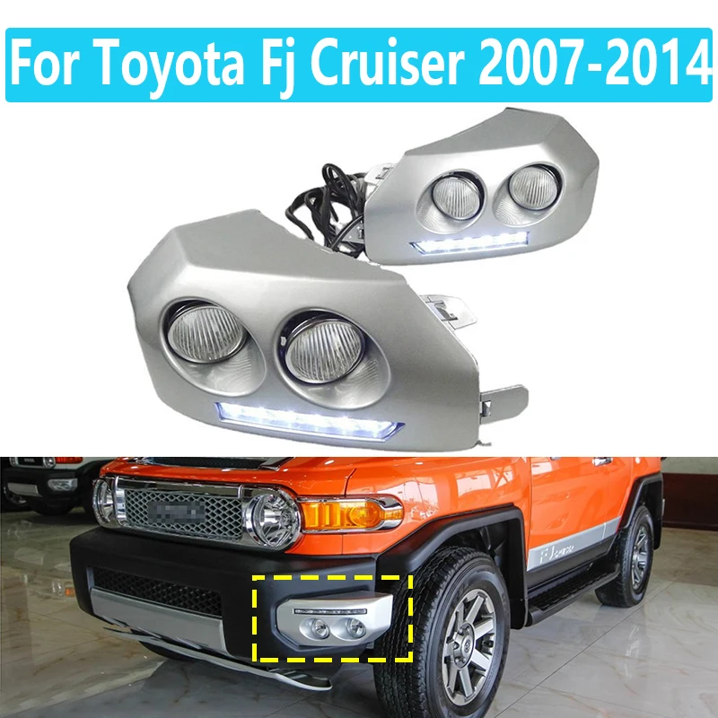 1 Pair Car LED DRL Daytime Running Light For Toyota Fj Cruiser 2007-2014 Fog Lamp Frame Fog Light