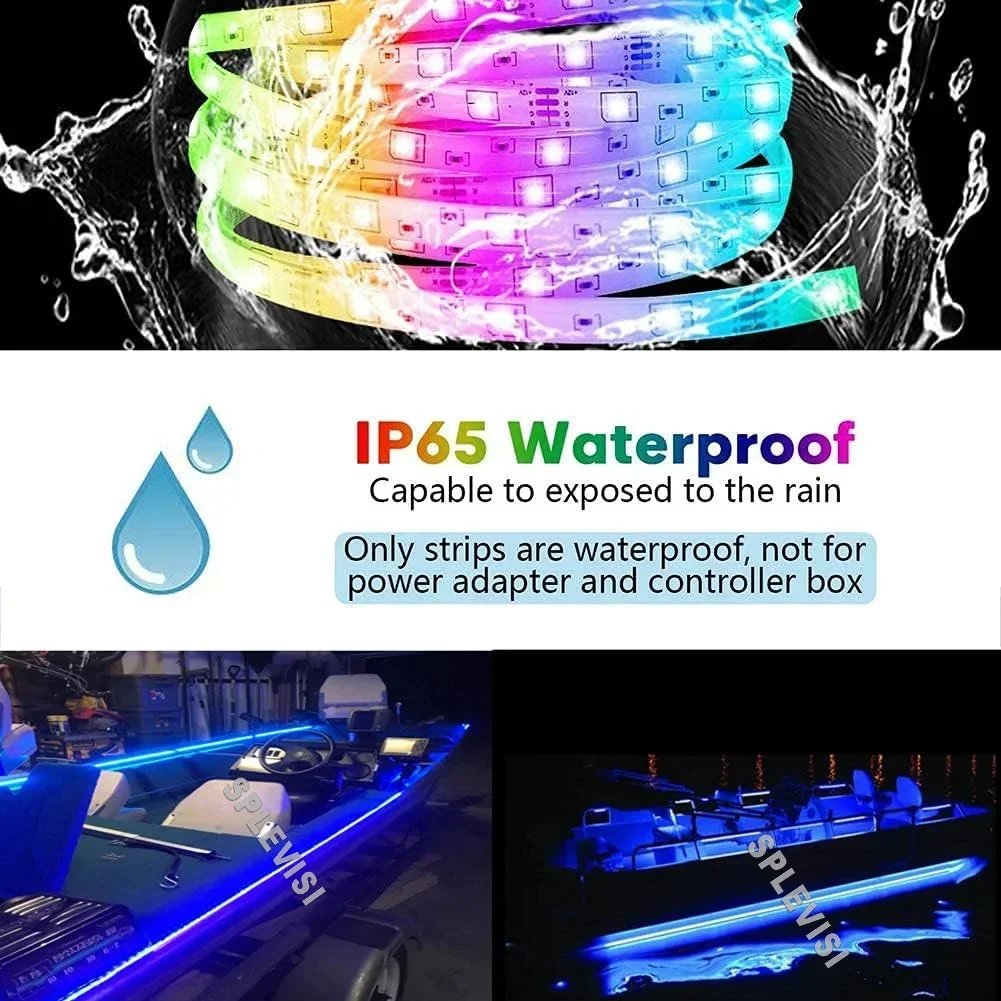 Waterproof LED Boat Strip Lights, Multi-Color Marine Pontoon Led Lights RGB For Under Gunnel Boat Deck Night Fishing Bass Yacht