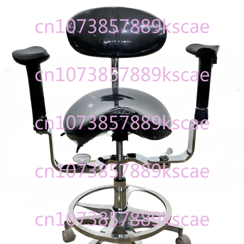 Dental Equipment Ergonomic Saddle Chair with Adjustable Double Armrest Leg Rest Mute Wheel Back for Hospital and Clinic