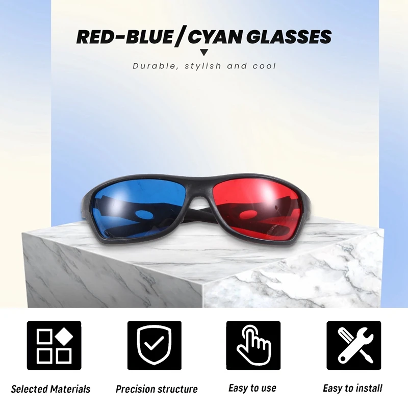 Red-blue / Cyan Anaglyph Simple style 3D Glasses 3D movie game (Extra Upgrade Style) ZZM