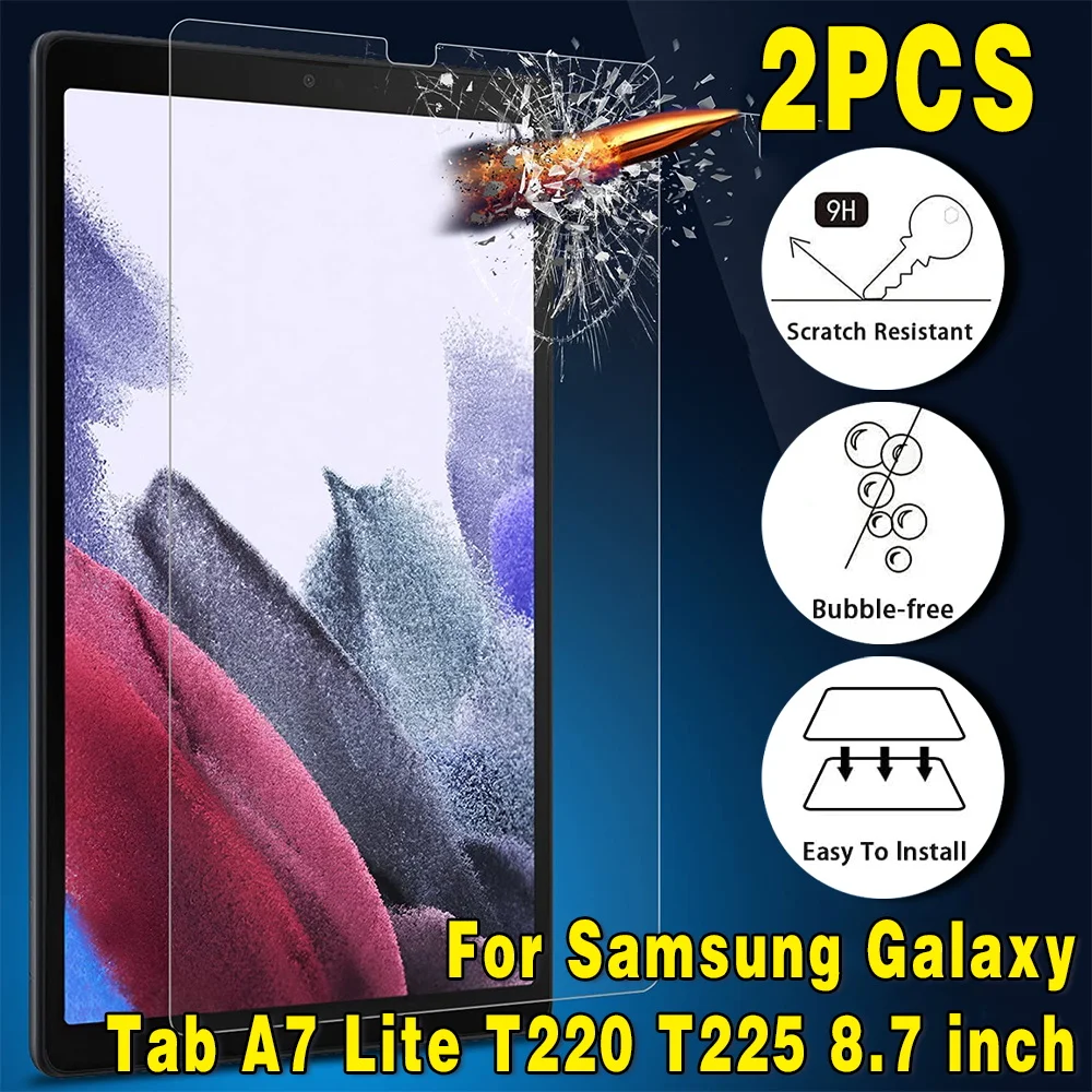 2Pcs Gehärtetem Glas für Samsung Galaxy Tab A7 Lite T220 T225 8.7 "9H Anti-fingerprint Volle film Tablet Abdeckung Screen Protector