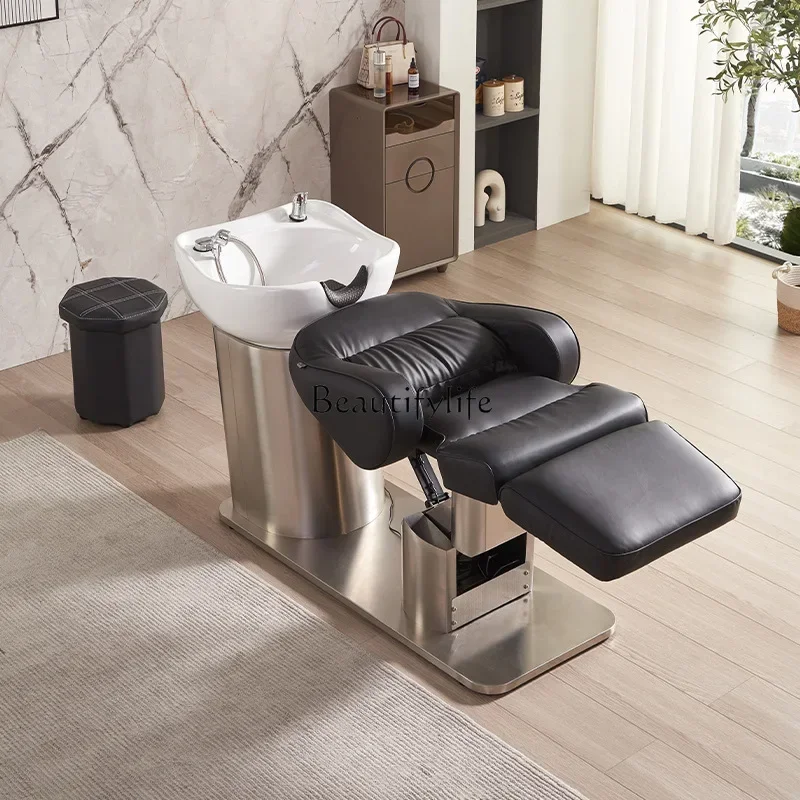 

LHair salon ceramic deep basin shampoo bed half lying flush special beauty salon bed