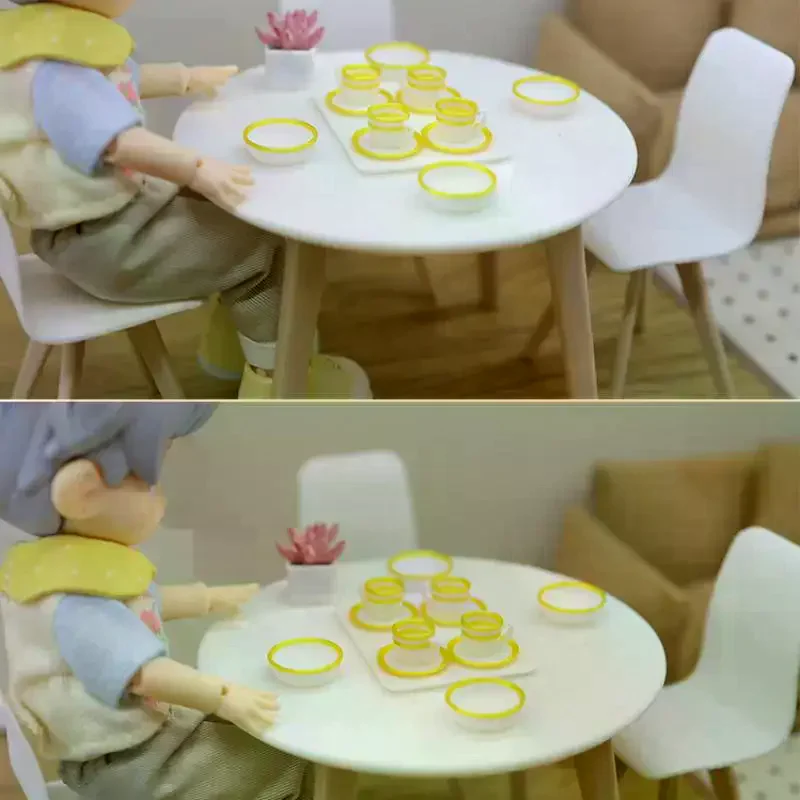 Jouets de cuisine pour maison de poupée, plateaux, assiettes, tasses, Mini plats alimentaires simulés, vaisselle Miniature, accessoires pour maison de poupée, 13 pièces