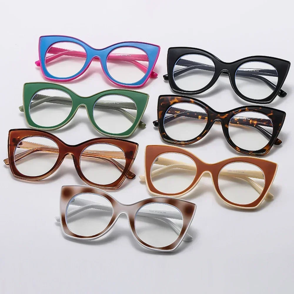 JNPCXI Cat Eye Colorful Women Glasses Frame Fashion Polygon Orange Clear Anti Blue Light Eyewear Men Optical Frame