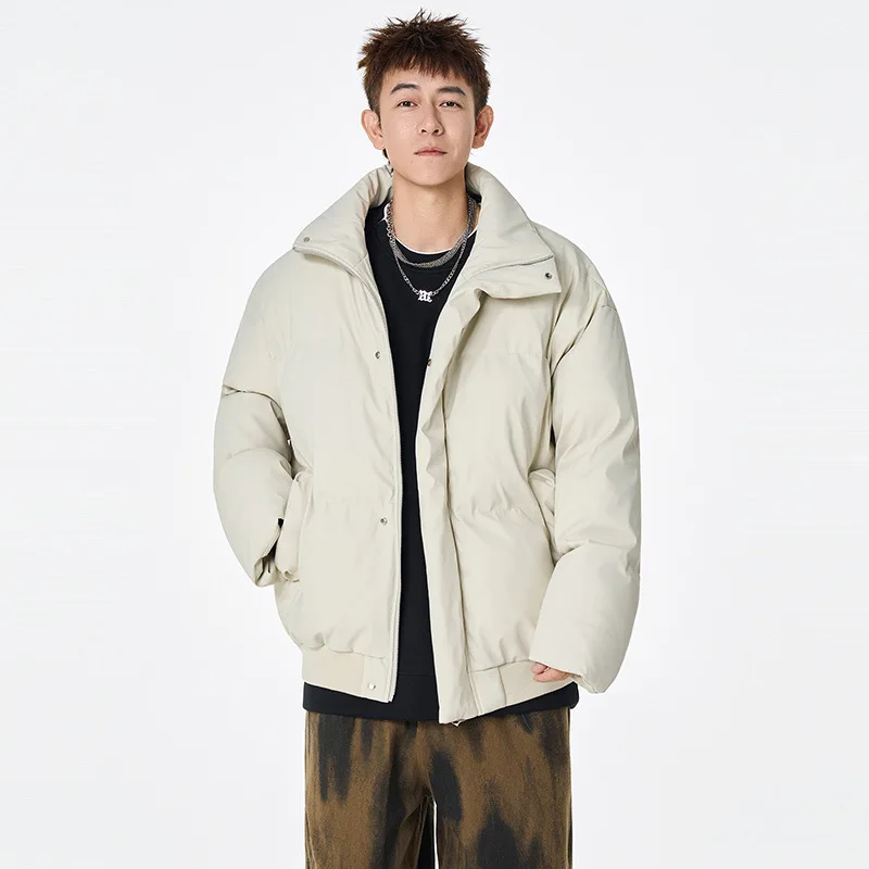 Mann Unten Mantel Winter Amerikanischen Stehkragen Übergroßen Männlichen Oberbekleidung High Street Lange Sleeve Zipper Winddicht Weiche Männer Jacke