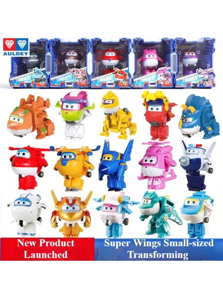 En stock AULDEY Auténtico juego de juguetes transformadores de tamaño pequeño Super Wings - Jett & Dizzy |   Mini Robots |   Regalo de vacaciones ideal para niños