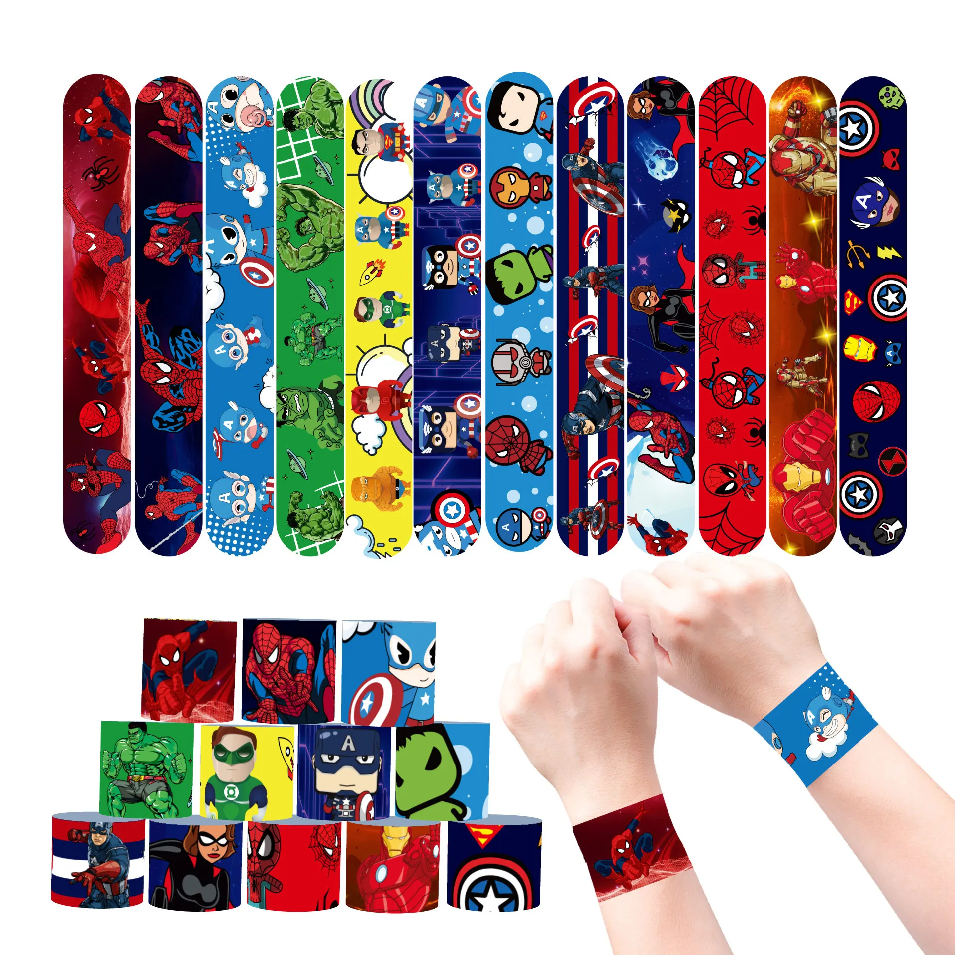12/36 Stück Spiderman Armband Party Favor Kinder Spidey Geburtstag Party Supplies The Avenger Slap Armbänder Klassenzimmer Spielzeug Handgelenkbänder