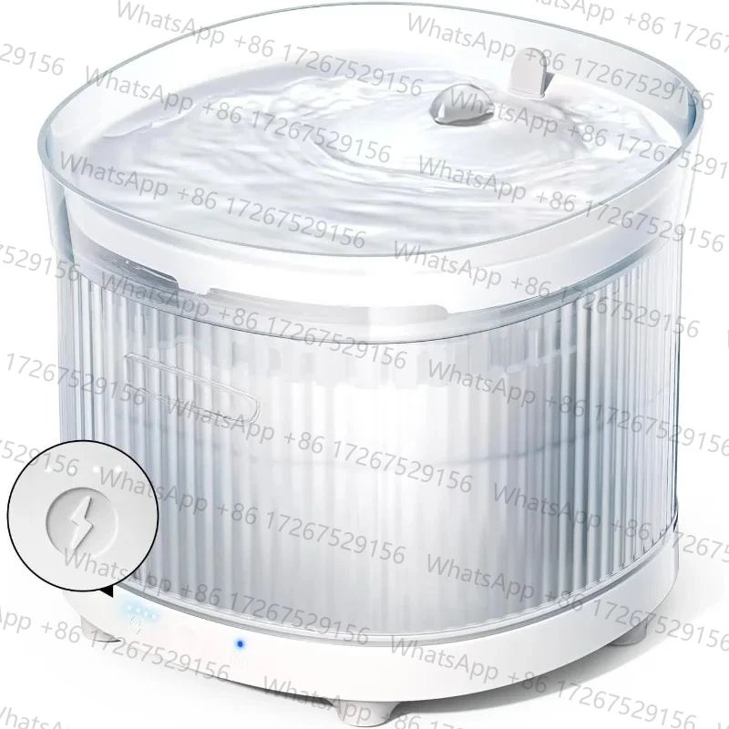 Cordless Pet Fountain 30-Days Battery Operated, 2L/68oz Water Fountains for Cats Indoor with Quiet Wireless Pump