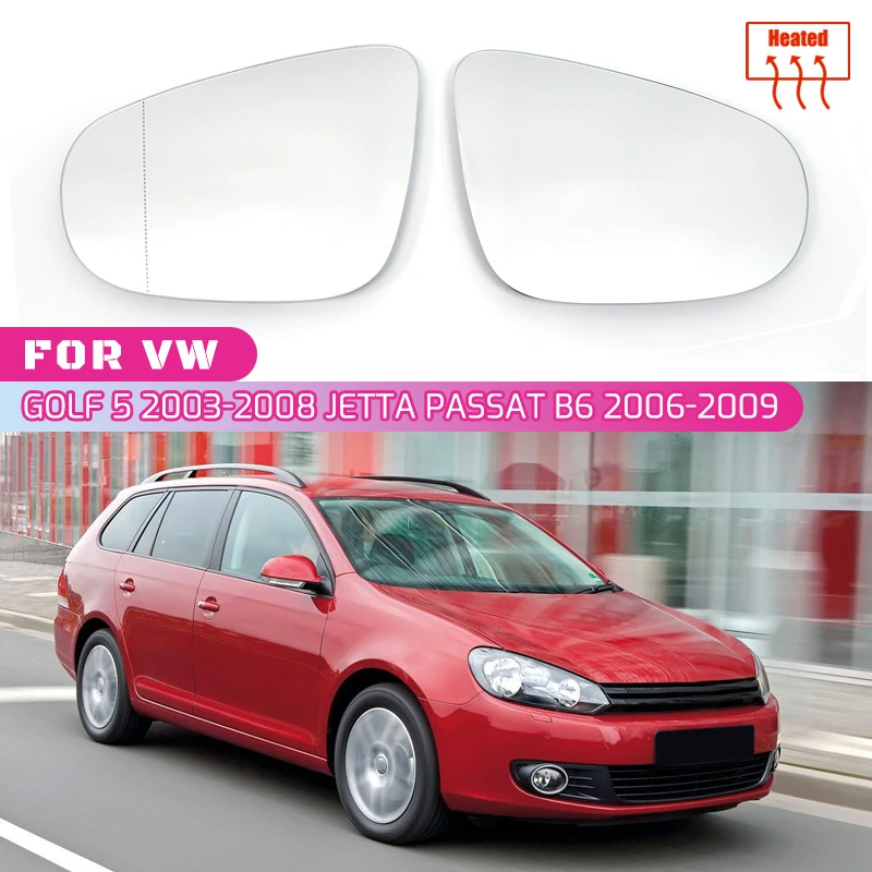 Für VW Golf 5 MK5 2003–2008, Jetta Passat B6 2006–2009, beheiztes Außenspiegelglas für die linke und rechte Türseite, beschlagfrei und abtauend