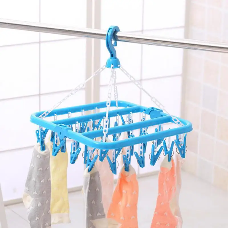 32 Clip Clothes Drying Rack With Clip For Socks And Underwear Drying Folding Laundry Hanger Multi-purpose