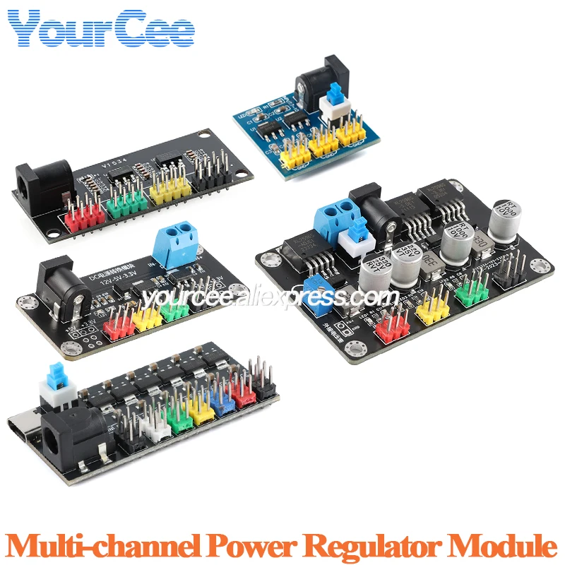 AMS1117 LM7805 Wielokanałowy Regulator Napięcia Konwerter Moduł Zasilania Typu C AMS1117-1.2V/1.5V/1.8V/2.5V/3.3V/5.0V